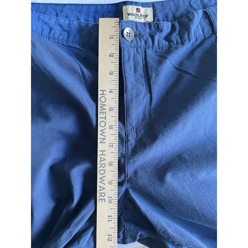 ✅SOLD Woolrich Navy Blue Ruched Legs Hiking Capris Crop Cargo Pants Size 14 - Picture 12 of 13